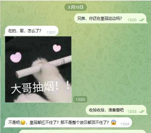 #网友反馈：波贝皇冠赌场三天内撤离

接到通知， Cro